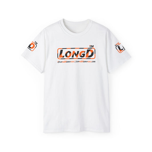 LongD Tag-domain positive 12-striped 4-print logo (Halloween colors) cotton tee