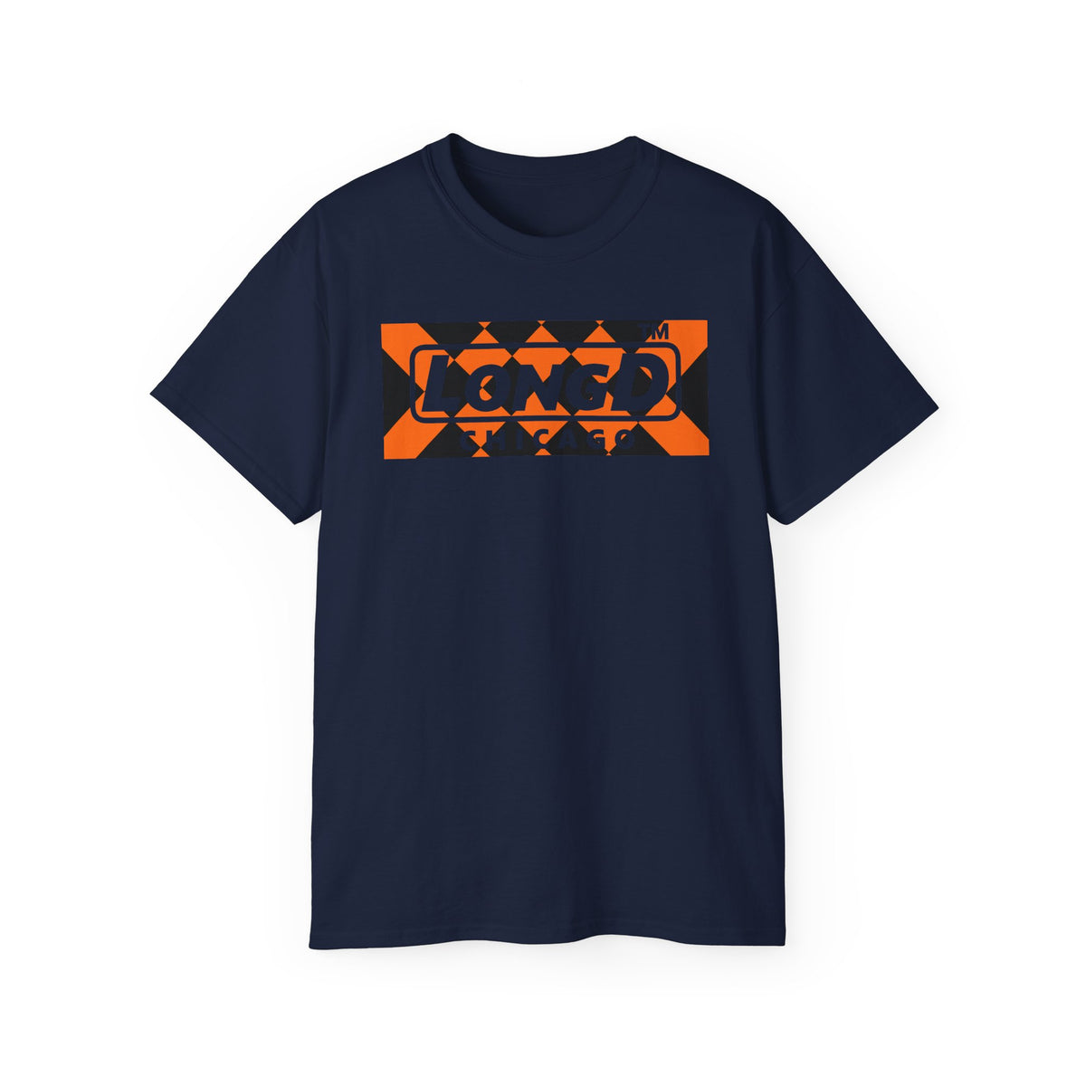 LongD Chicago negative stylized argyle logo (Halloween colors) cotton tee