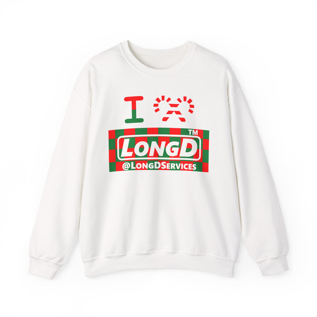I candy cane LongD Tag negative checkered logo crewneck sweatshirt