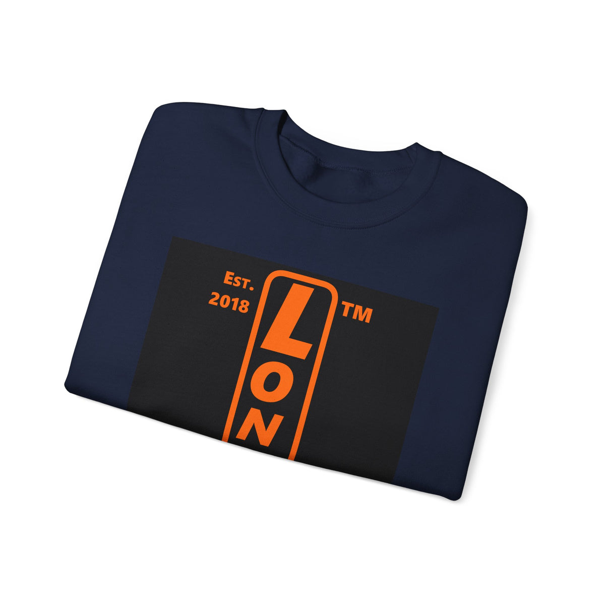 LongD Hyde Park upright logo orange (FE7518) on Black (000000) (Halloween colors) crewneck sweatshirt