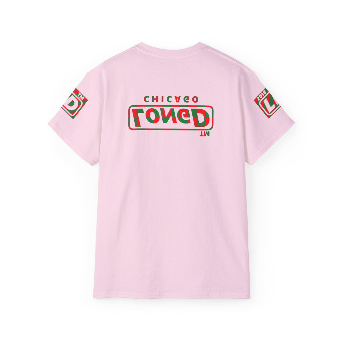 LongD Chicago positive checkered 4-print logo (Xmas colors) cotton tee