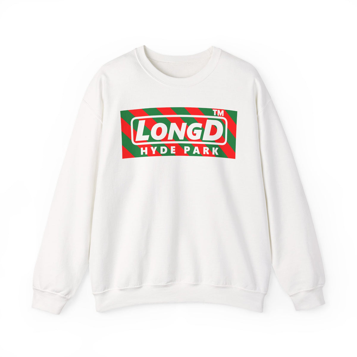 LongD Hyde Park negative 12-striped logo (Xmas colors) crewneck sweatshirt