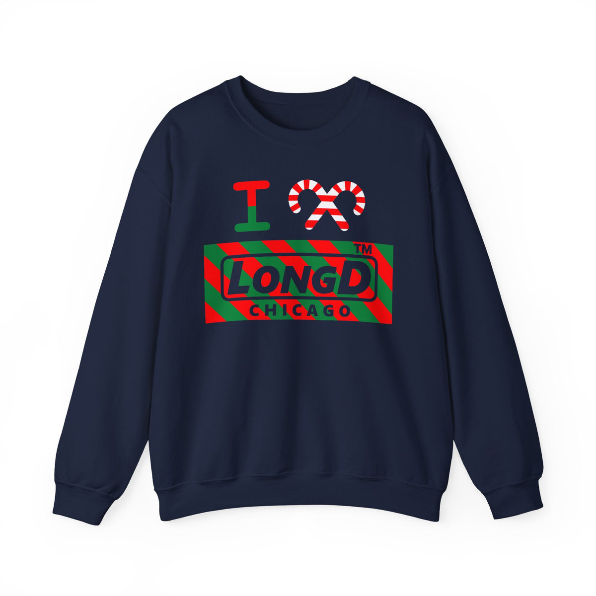 I candy cane LongD Chicago negative 12-striped logo crewneck sweatshirt
