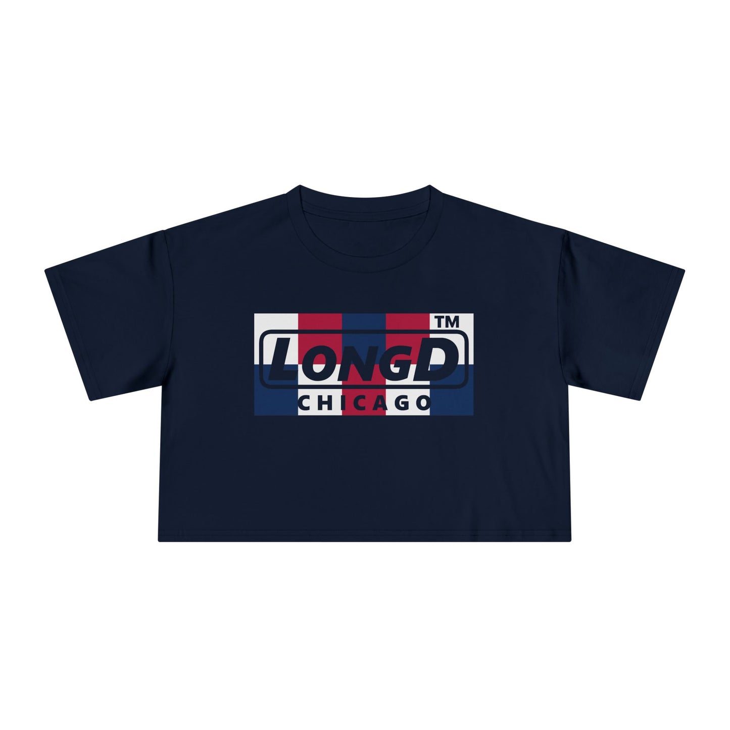 LongD negative 2x5 Chicago Logo Crop Tee (Patriotic colors)