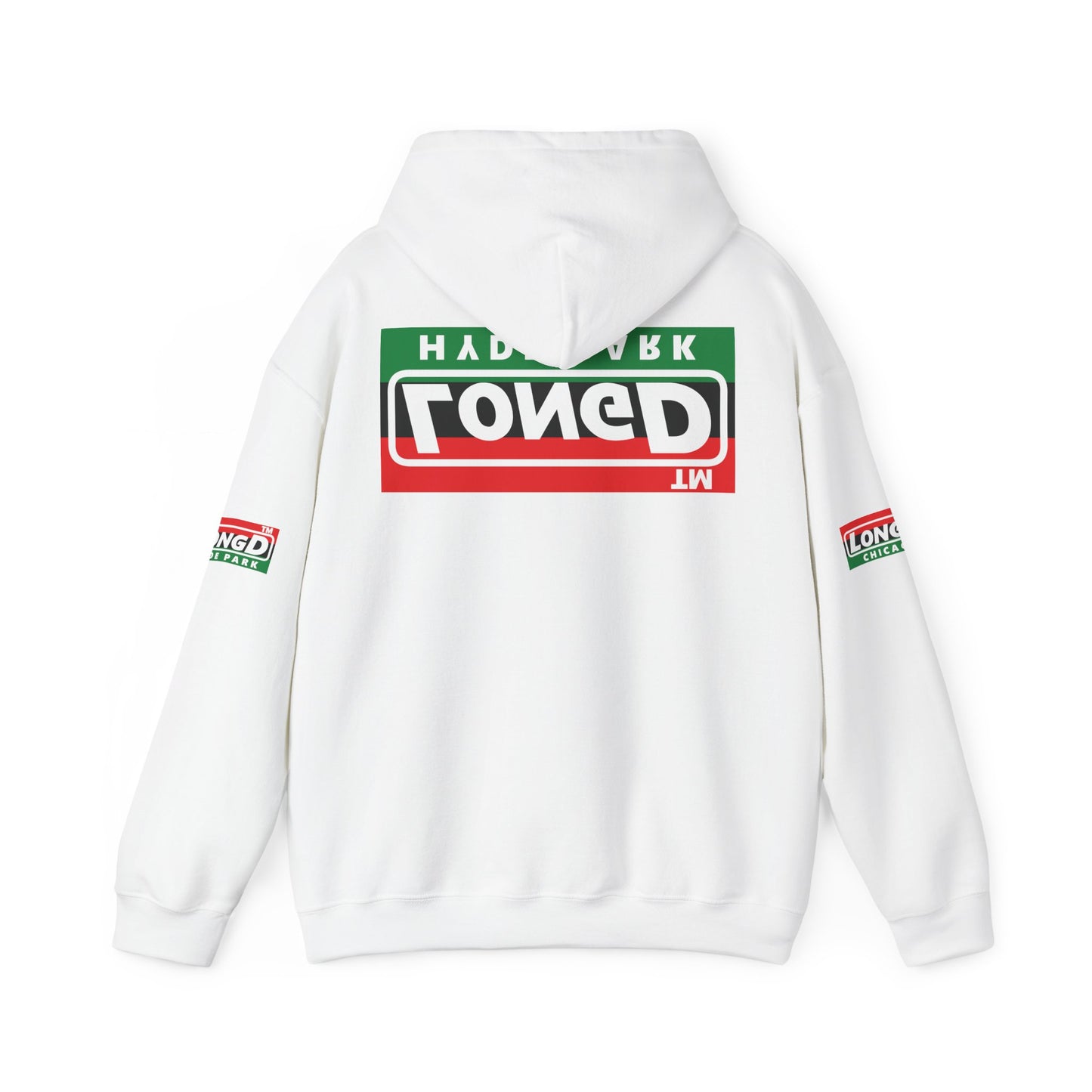 LongD® basic official Hyde Park 4-print flipped-back logo Hoodie (Juneteenth colors)