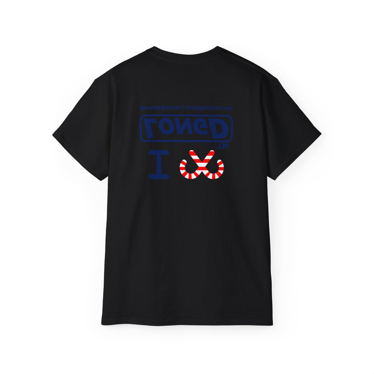 I candy cane LongD Tag-domain positive official basic navy front-back logo cotton tee