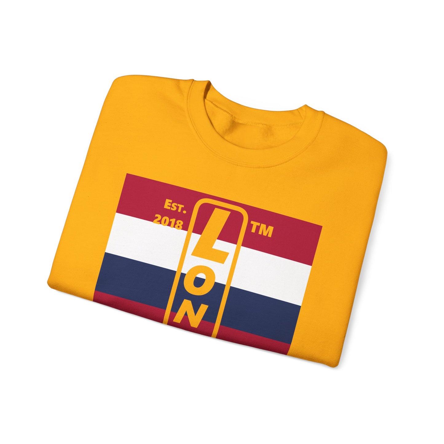 LongD negative horizontal 6-striped Chicago logo crewneck sweatshirt (patriotic colors)