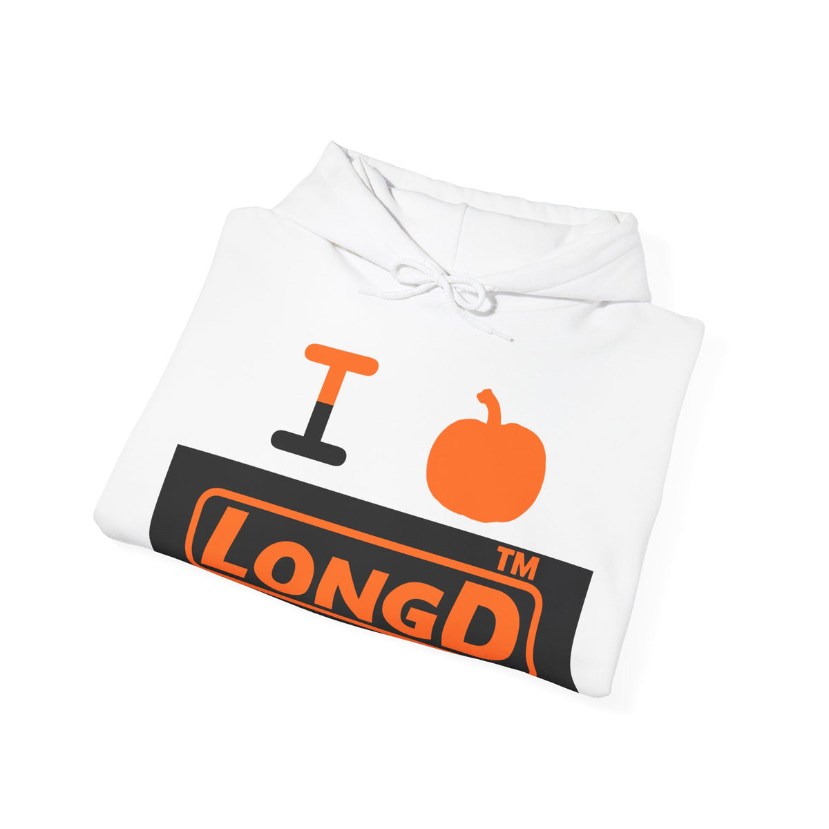 I pumpkin LongD Hyde Park logo positive orange on negative black hoodie