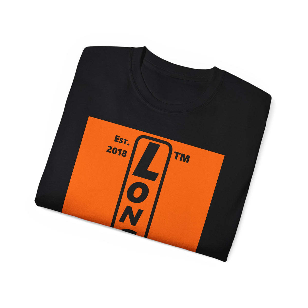 LongD Hyde Park upright logo Black (000000) on orange (FE7518) (Halloween colors) cotton tee