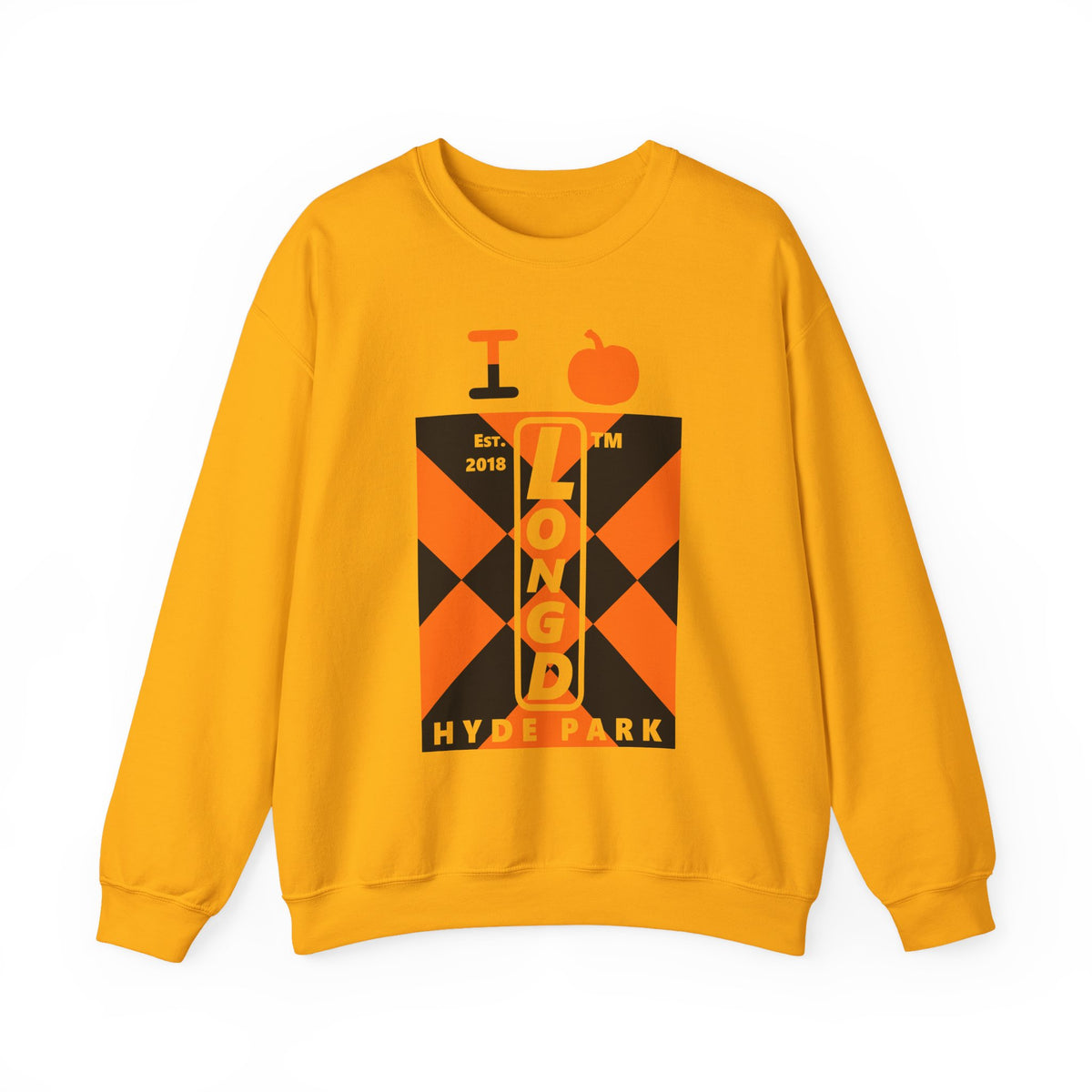I pumpkin LongD Hyde Park negative upright mixed argyle logo crewneck sweatshirt