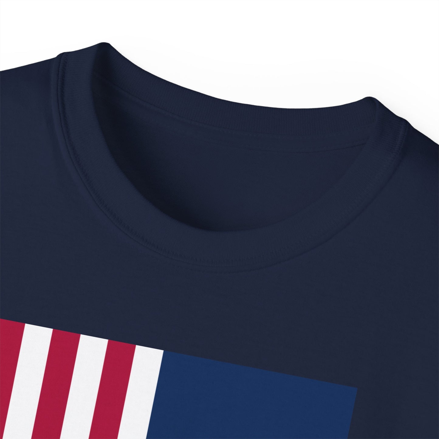 LongD cotton tee negative flag Hyde Park upright logo (Patriotic colors)