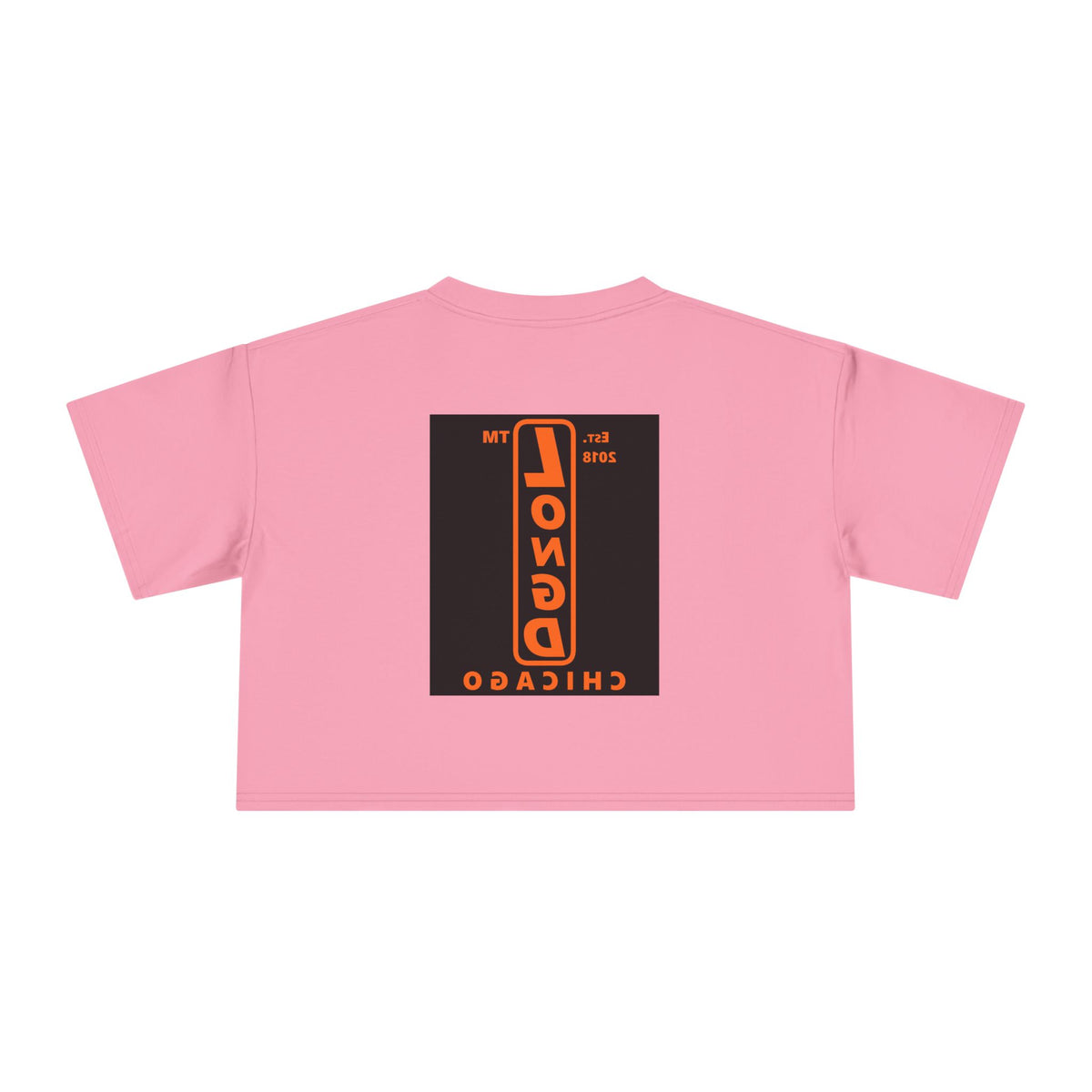 LongD Chicago upright front-back logo orange (FE7518) on Black (000000) crop tee