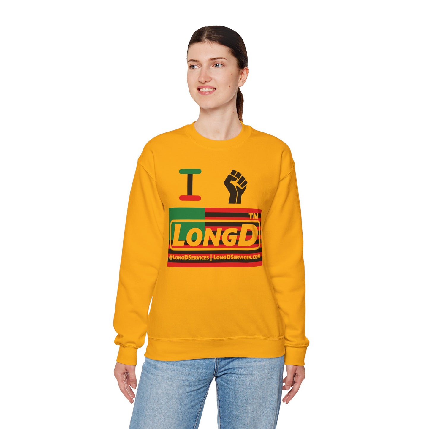 I fist LongD negative flag front-back tag-domain logo crewneck sweatshirt