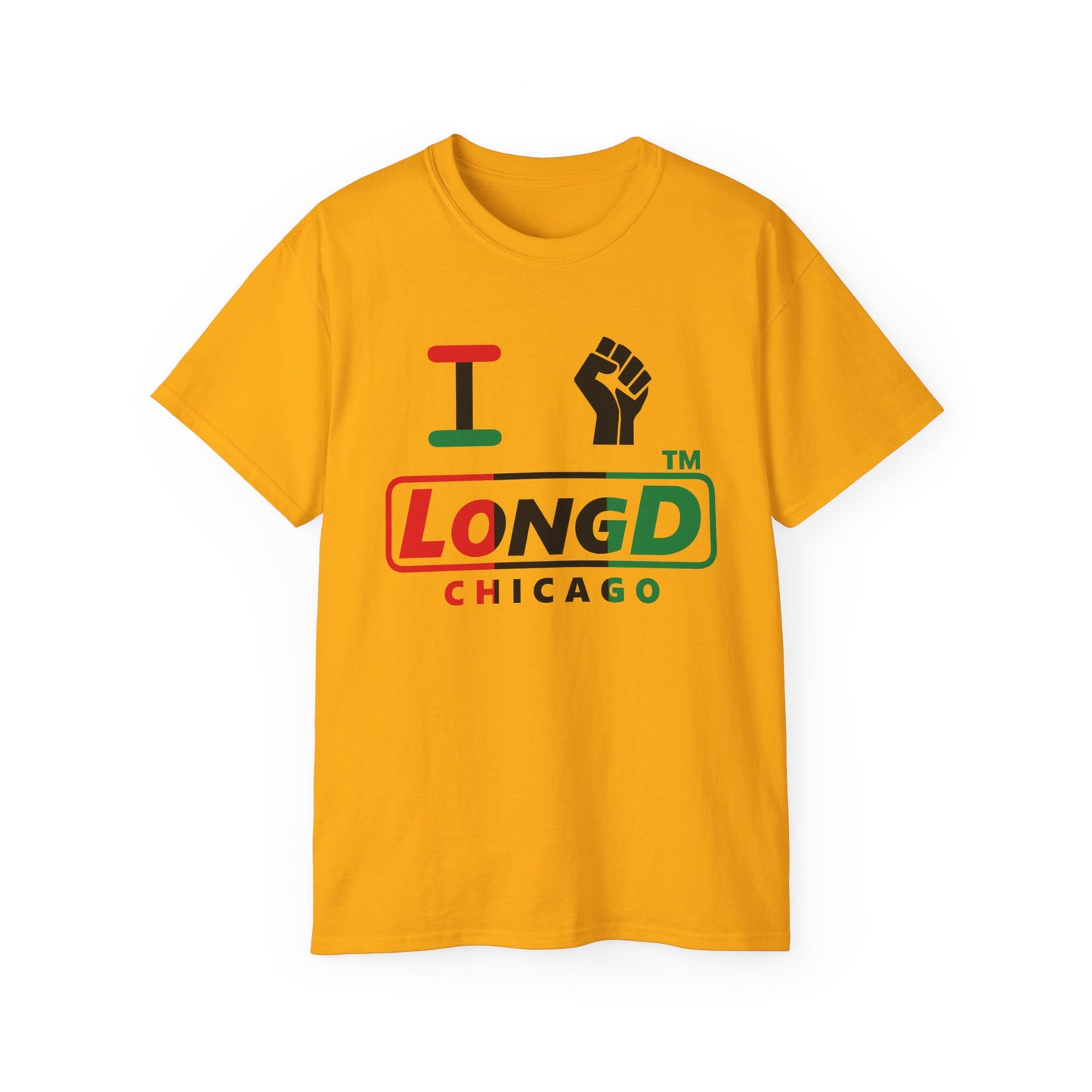 I fist LongD positive vertical 3-striped Chicago logo cotton tee