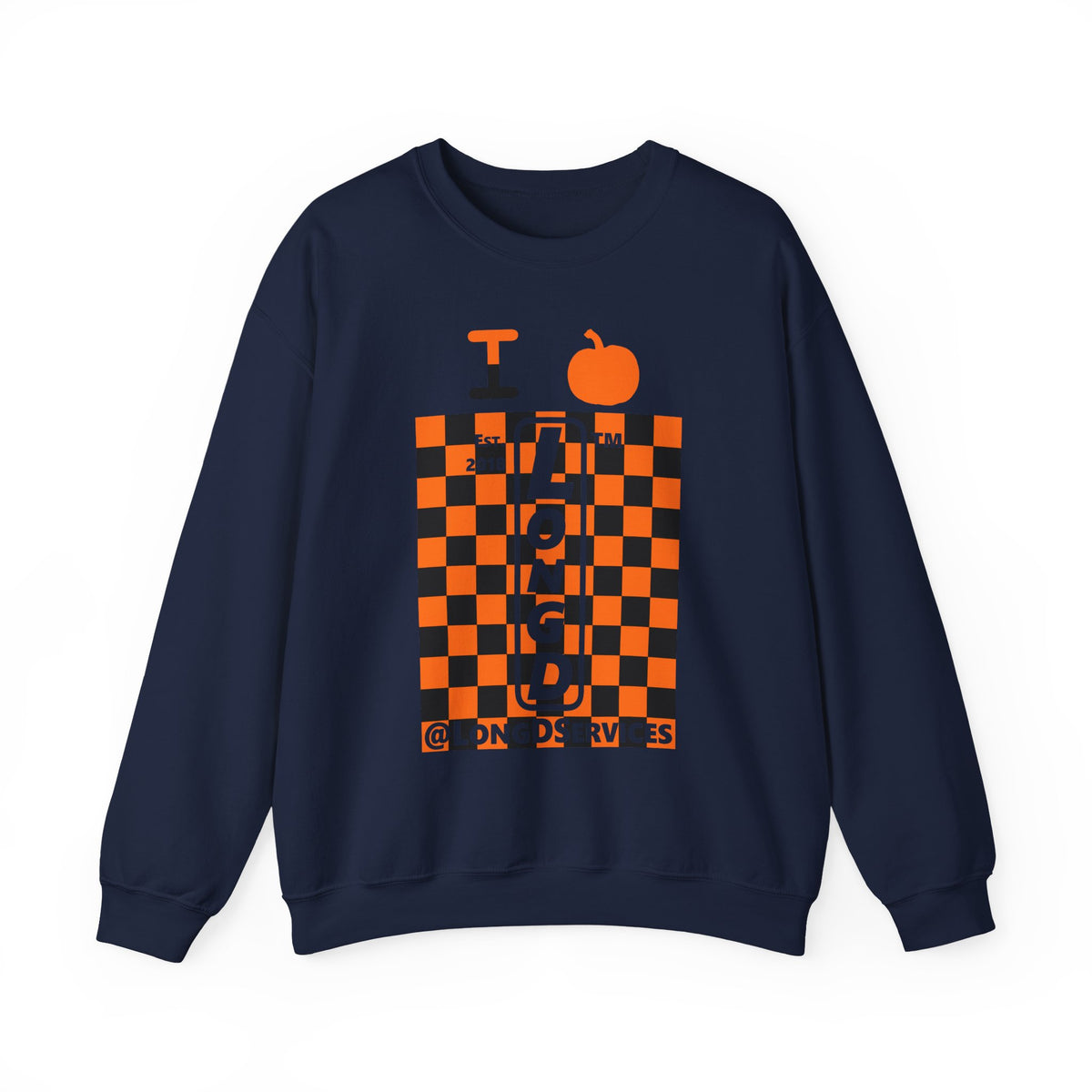 I pumpkin LongD Tag negative upright checkered logo crewneck sweatshirt