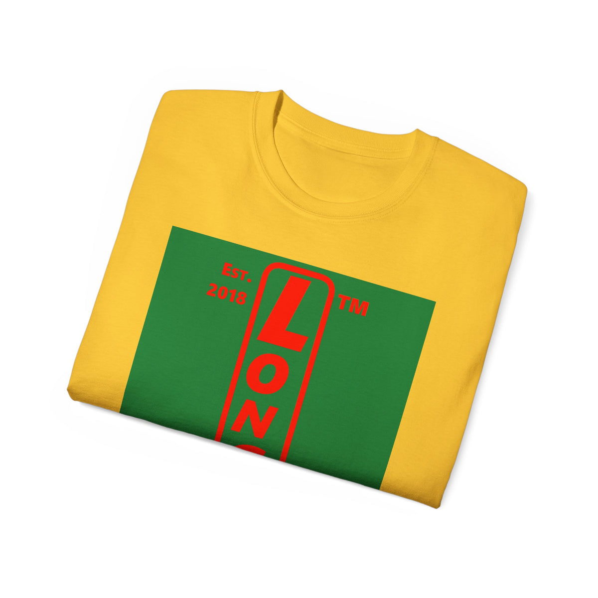 LongD Hyde Park upright logo positive red on negative green (Xmas colors) cotton tee