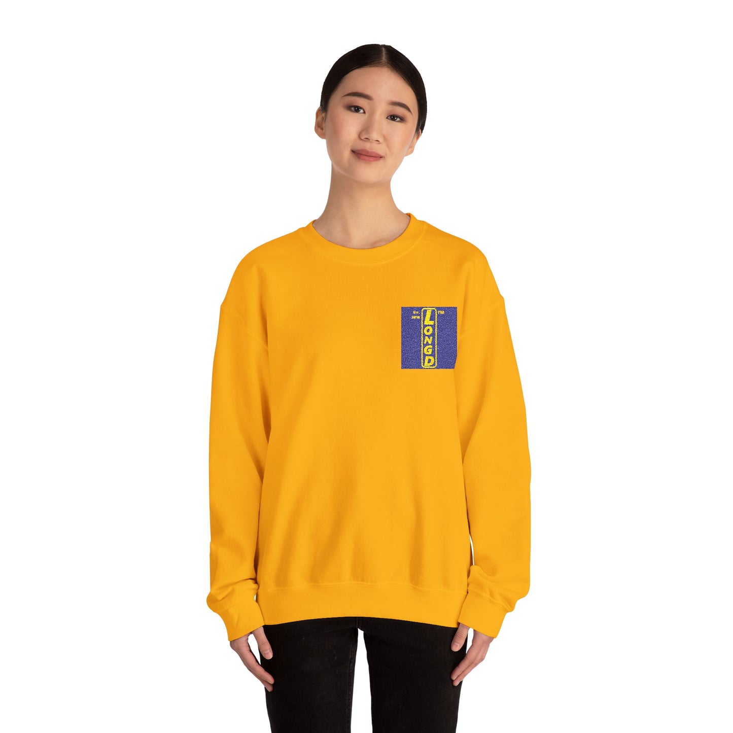 Embroidered Unisex Heavy Blend™ Crewneck Sweatshirt reverse logo upright