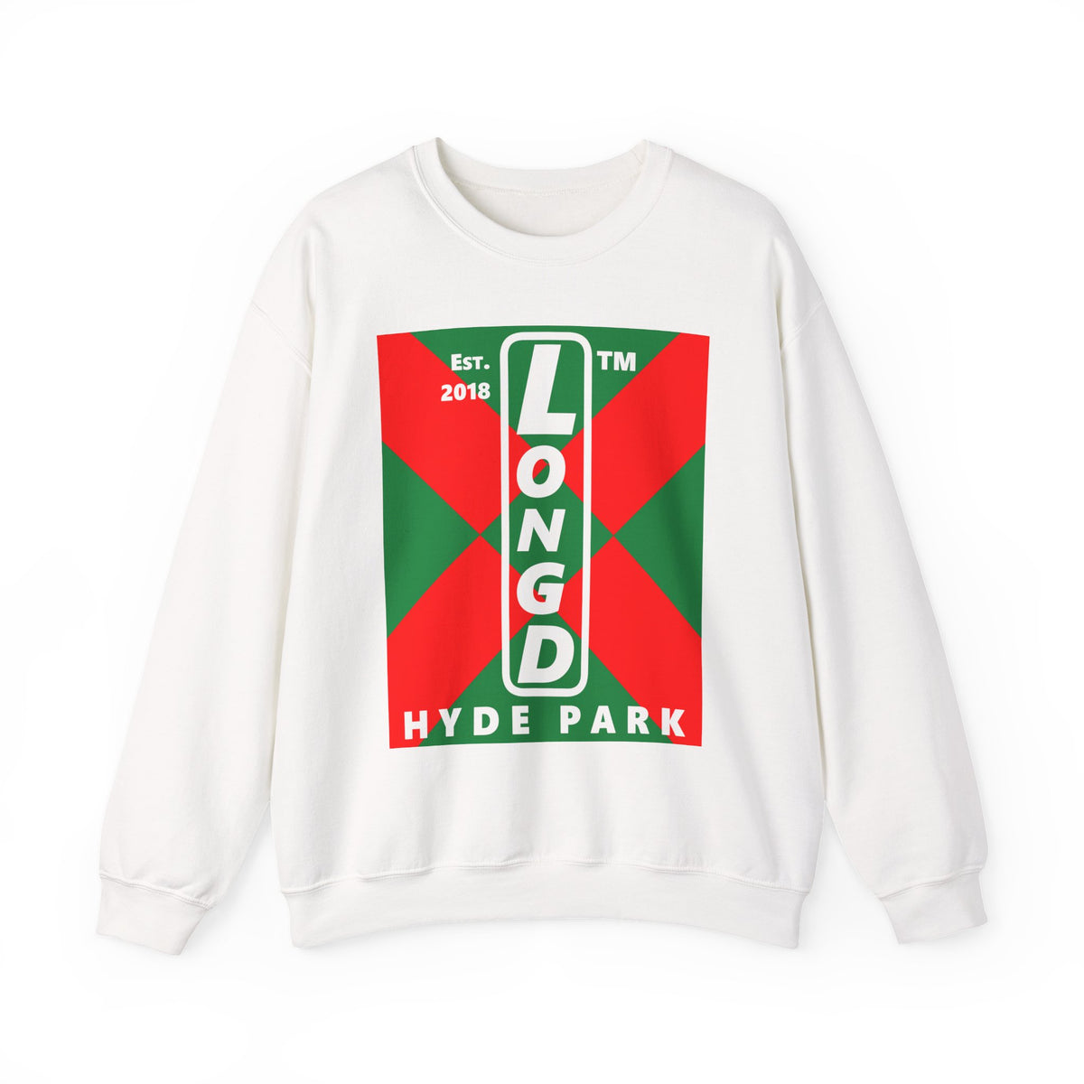 LongD Hyde Park negative upright argyle x logo (Xmas colors) crewneck sweatshirt