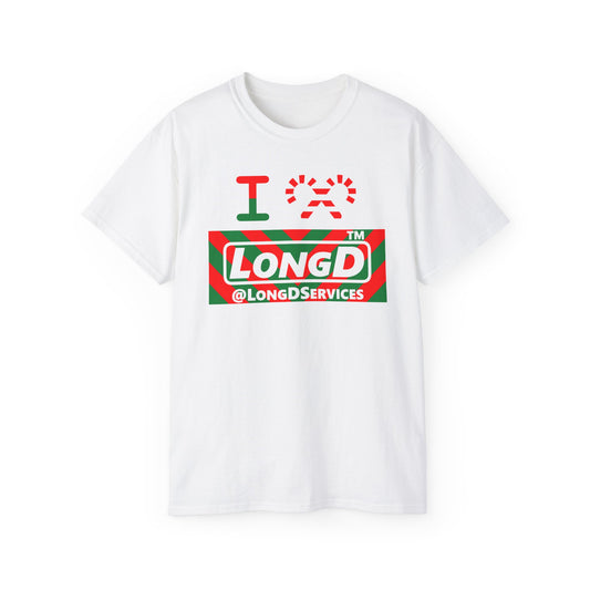 I candy cane LongD Tag negative downward chevron logo cotton tee