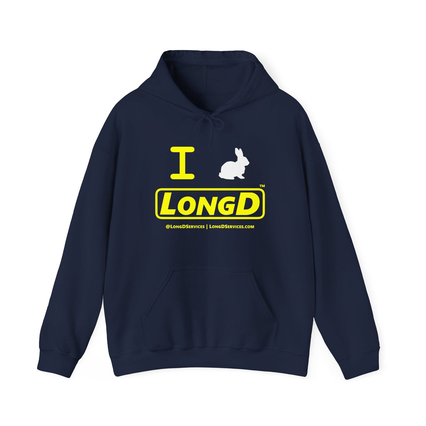 I Bunny LongD® Reverse Official Logo Hoodie (White Easter Bunny)
