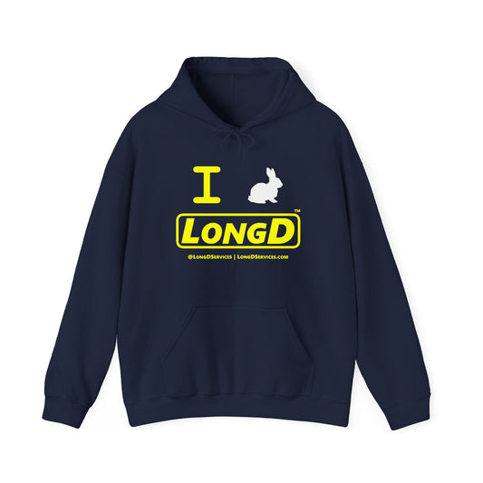 I Bunny LongD® Reverse Official Logo Hoodie (White Easter Bunny)