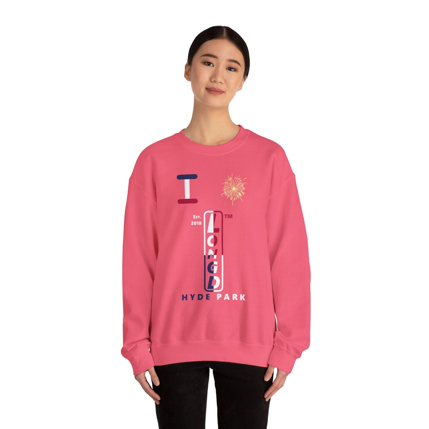 I Burst LongD positive quarters Hyde Park upright logo crewneck sweatshirt