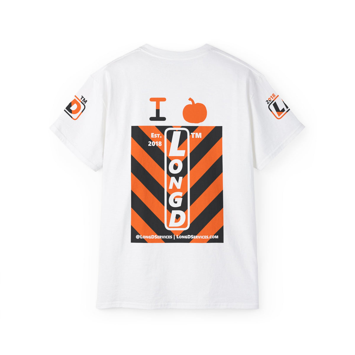 I pumpkin LongD Tag-domain negative upright downward chevron 4-print logo cotton tee