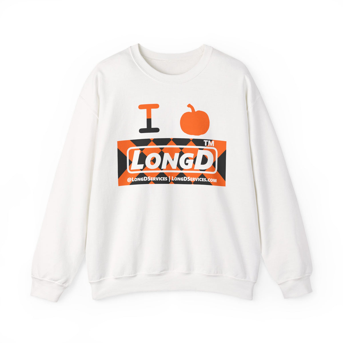 I pumpkin LongD Tag-domain negative stylized argyle logo crewneck sweatshirt