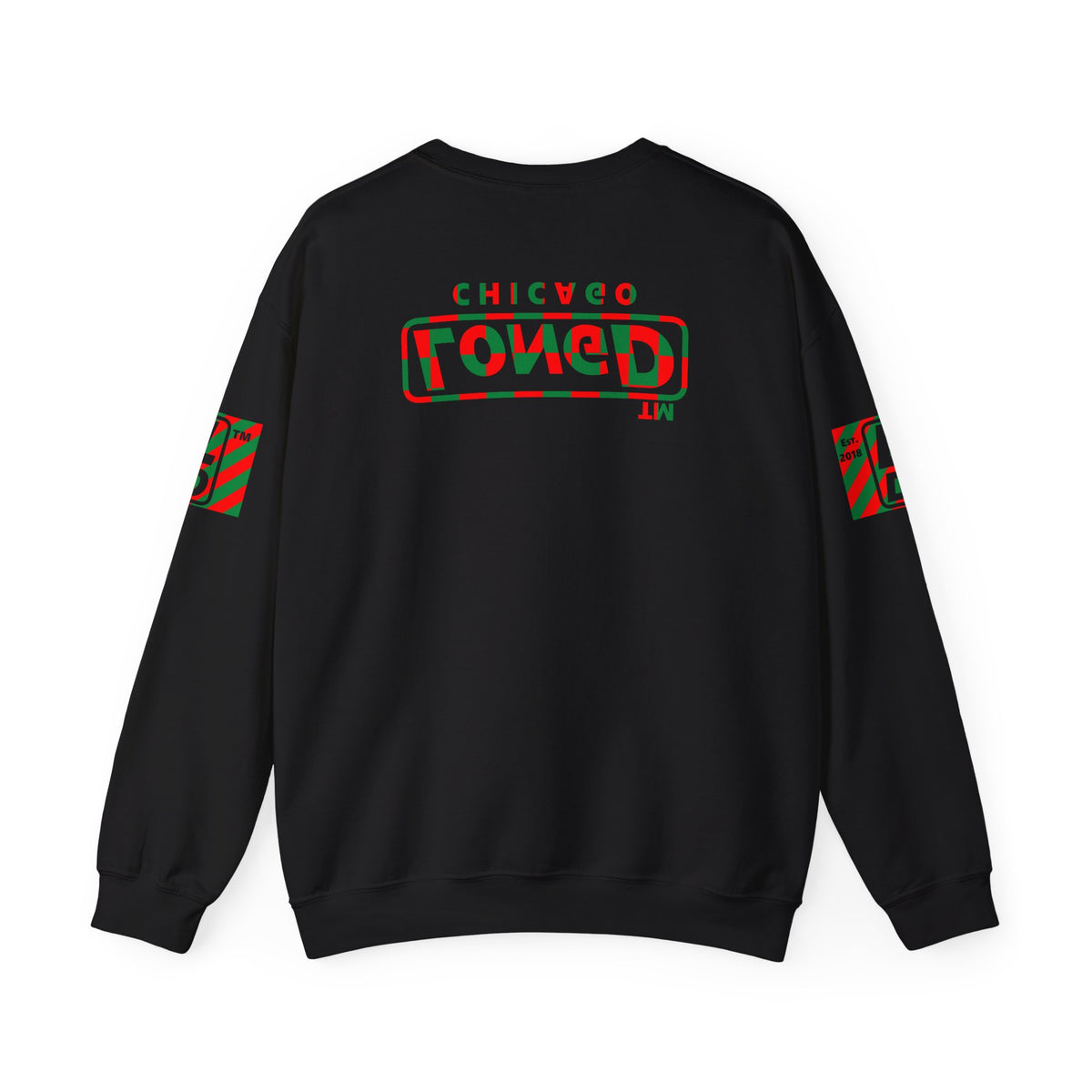 LongD Chicago positive checkered 4-print logo (Xmas colors) crewneck sweatshirt