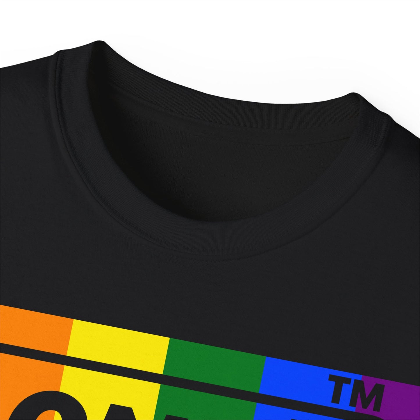LongD negative vertical striped 4-print Chicago logo cotton tee (Pride colors)