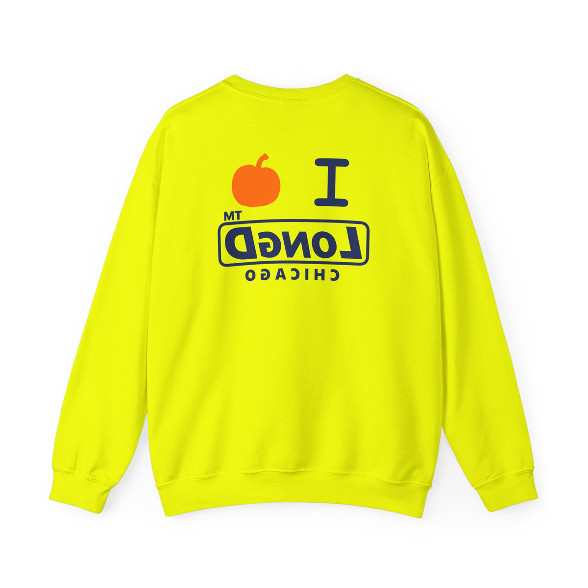 I pumpkin LongD Chicago positive basic Navy (002060) front-back logo crewneck sweatshirt