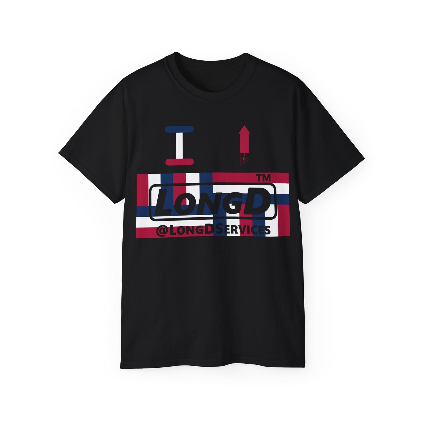 I firecracker LongD negative modified windmill tag logo cotton tee
