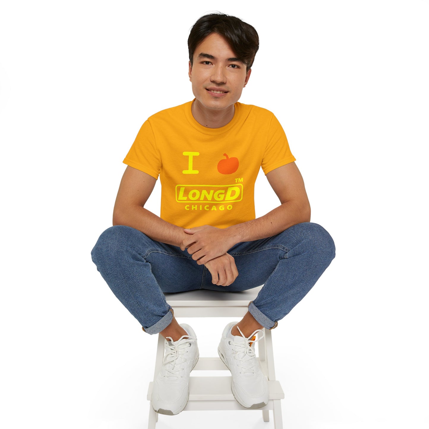 I Pumpkin LongD® Logo Cotton Tee positive yellow basic Chicago logo