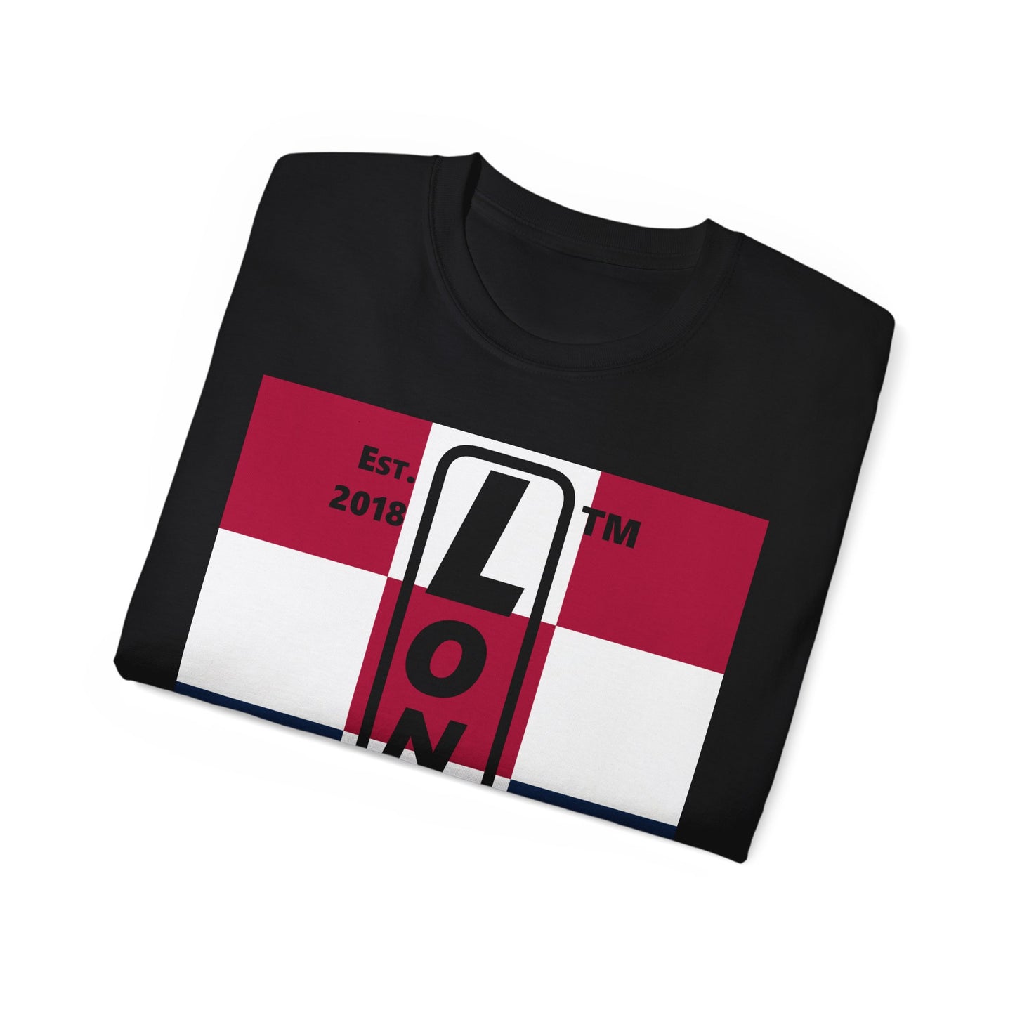 LongD cotton tee negative 4x3 Chicago upright logo (Patriotic colors)