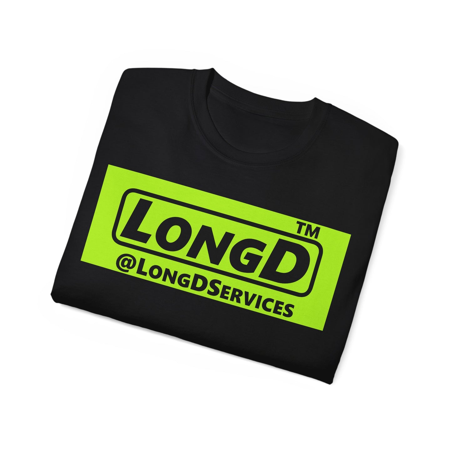 LongD® negative lime green Tag Logo Cotton Tee
