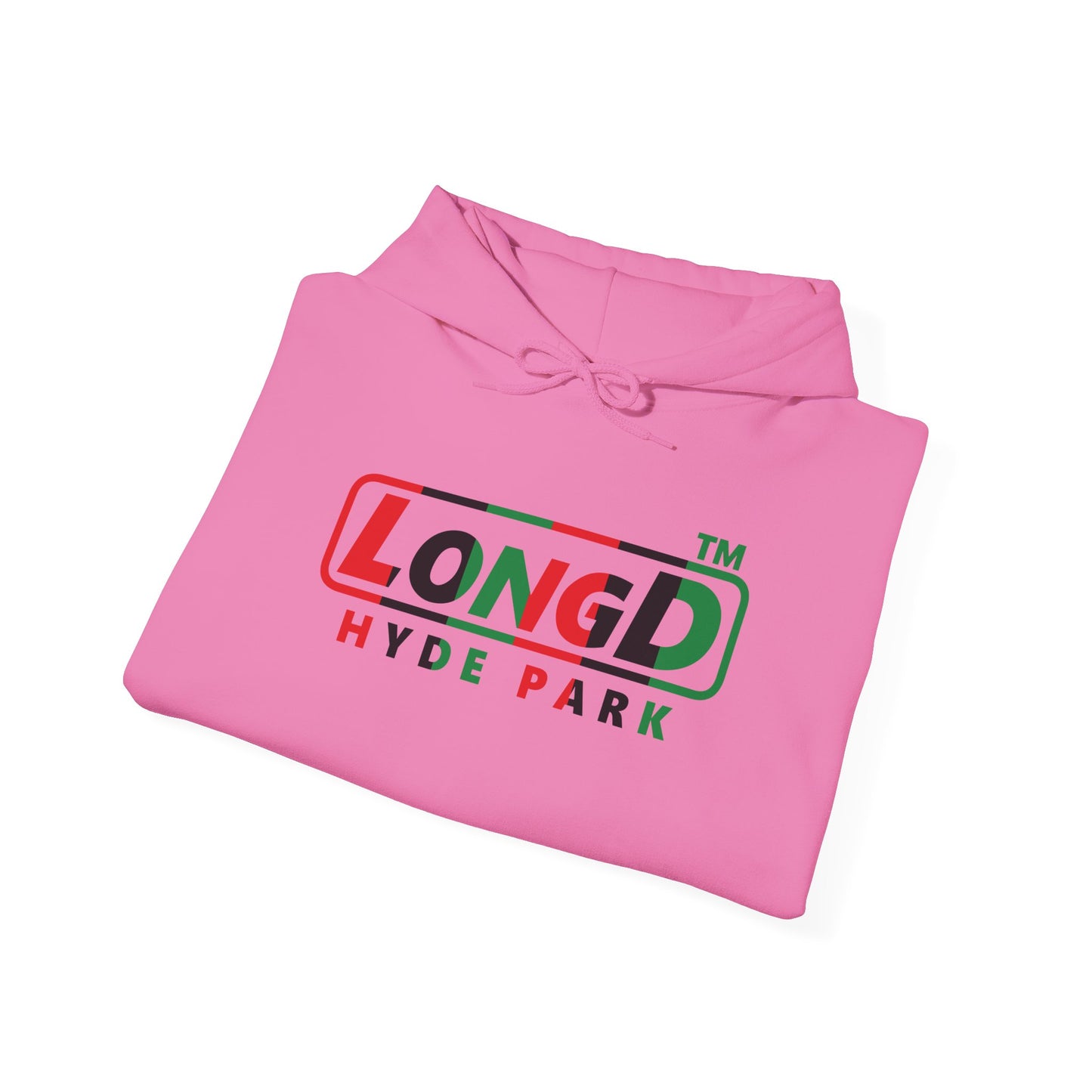 LongD® positive vertical 6-striped Hyde Park logo Hoodie (Juneteenth colors)