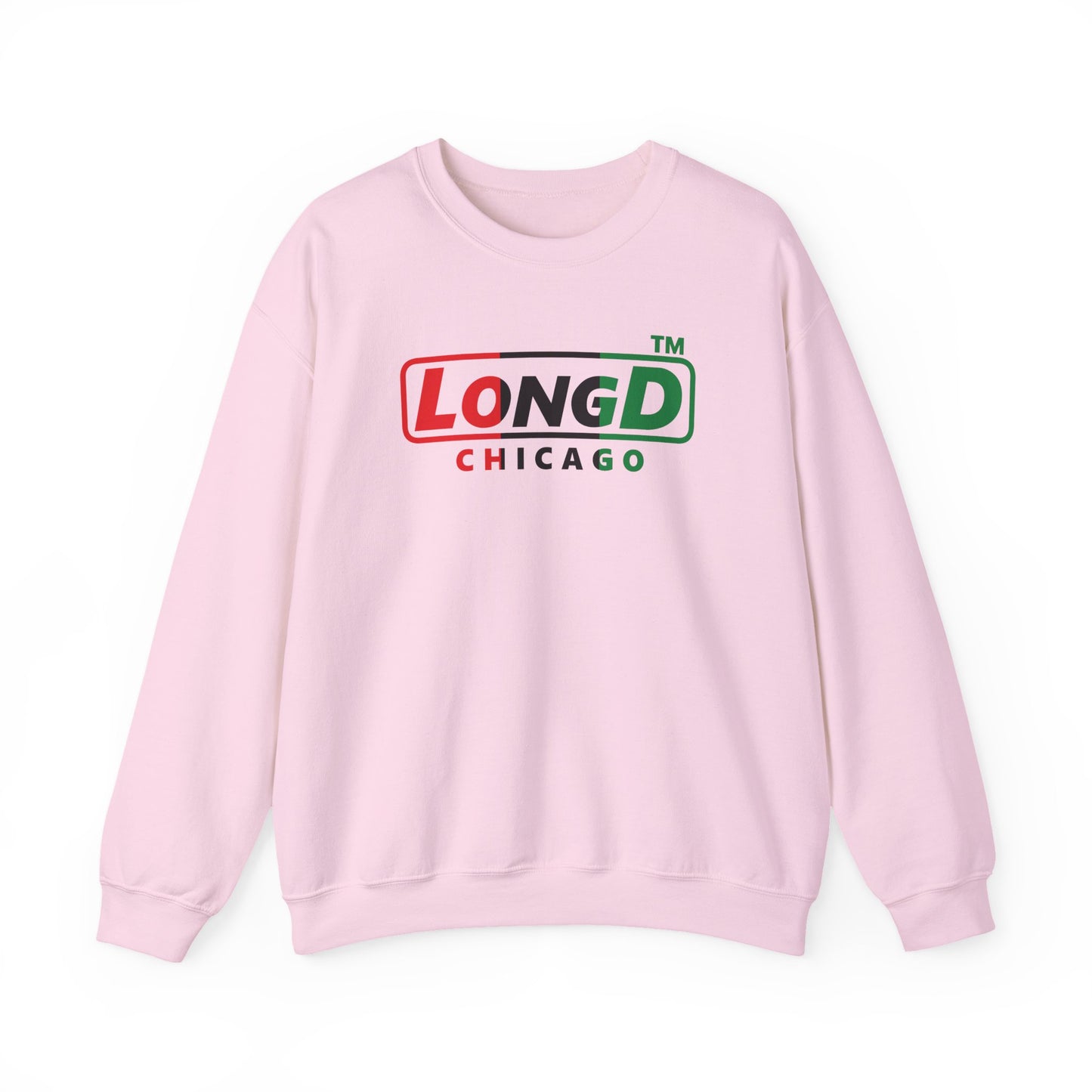 LongD positive vertical 3-striped Chicago logo crewneck sweatshirt (Juneteenth colors)