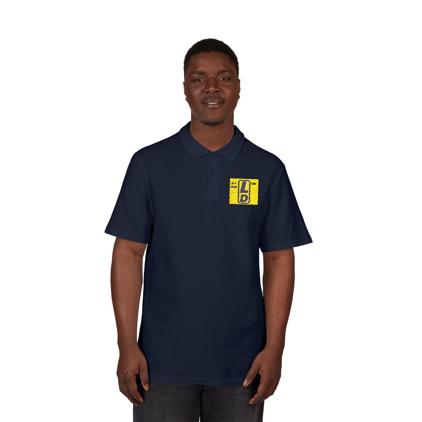 Embroidered LongD official logo upright initials polo shirt
