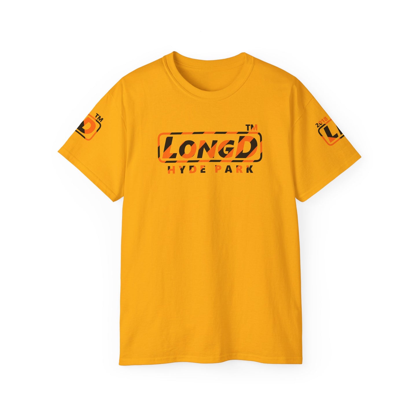 LongD Hyde Park positive 12-striped 4-print logo (Halloween colors) cotton tee