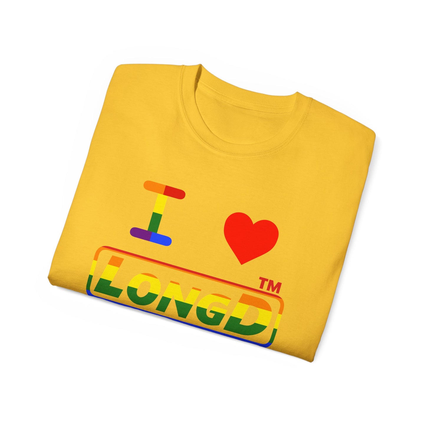 I Luv LongD positive horizontal striped Chicago logo cotton tee (Pride colors)