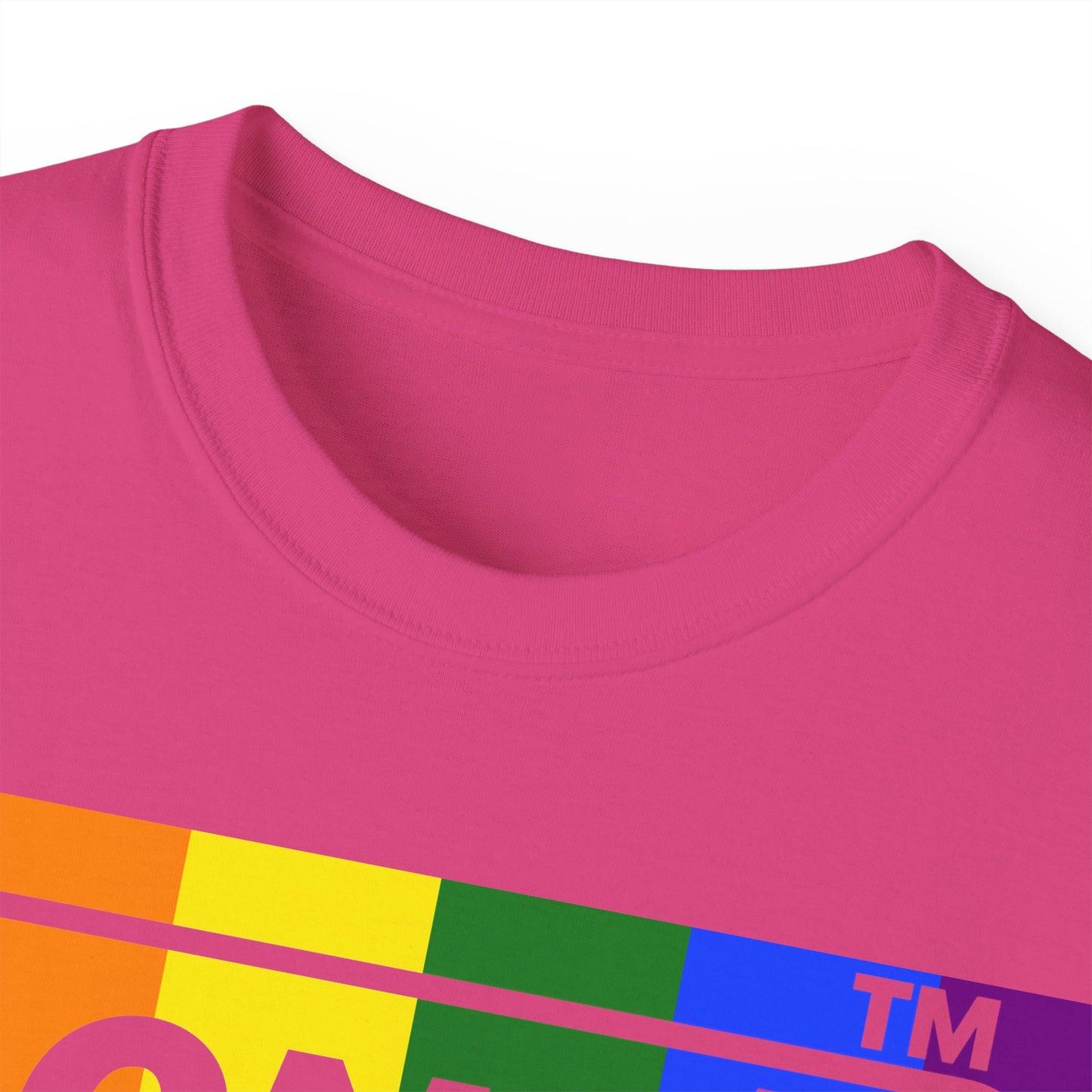 LongD negative vertical striped 4-print Chicago logo cotton tee (Pride colors)