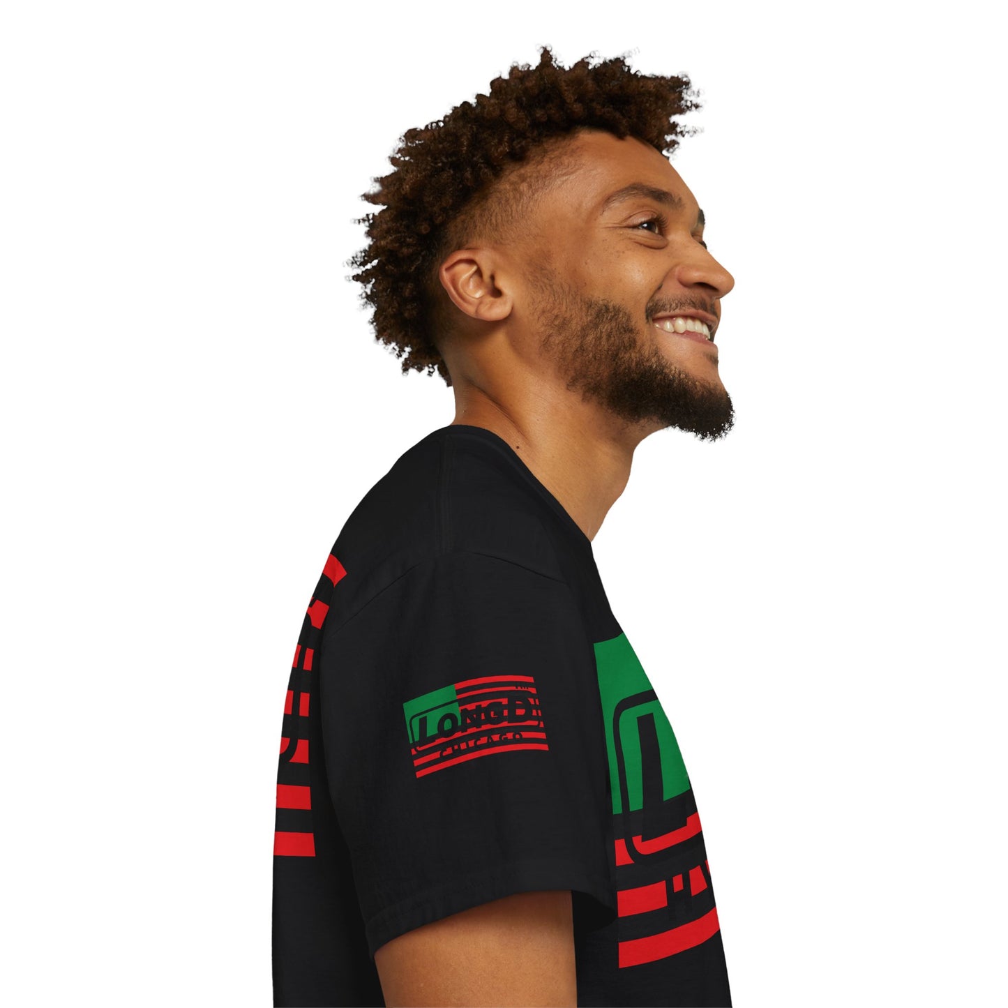 LongD negative flag Hyde Park logo 4-print cotton tee (Juneteenth colors)