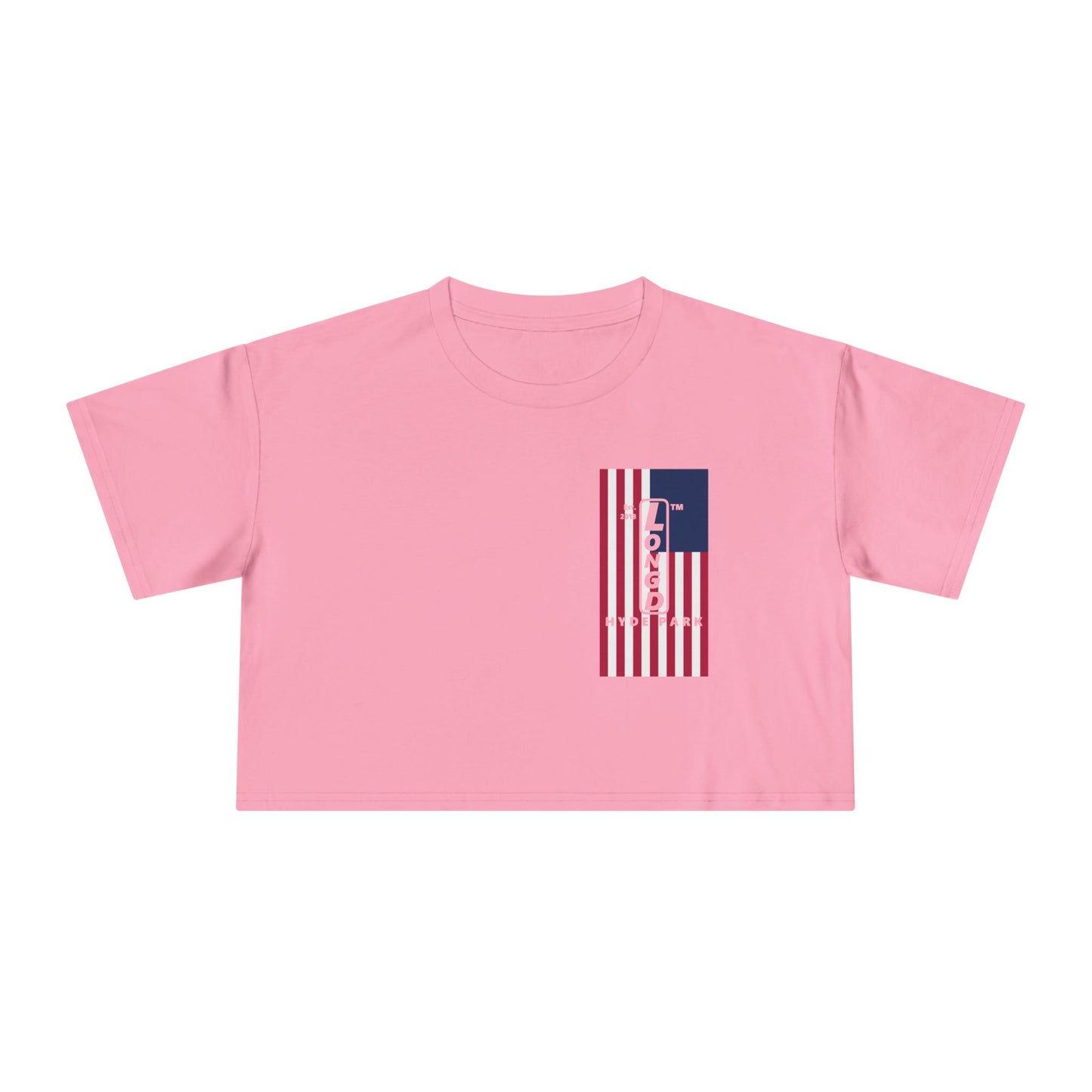 Negative flag upright single-breasted Hyde Park logo crop tee (Patriotic colors)