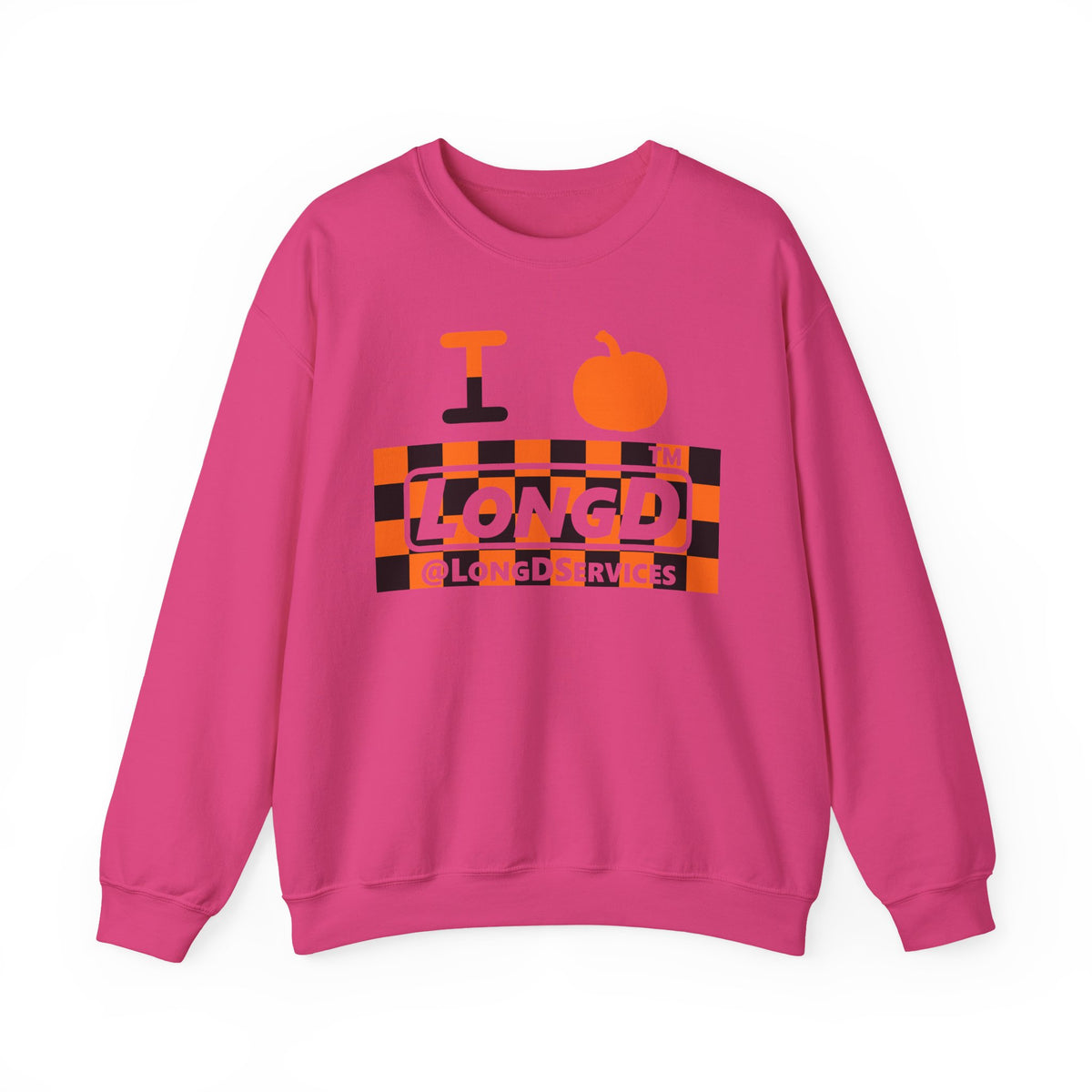 I pumpkin LongD Tag negative checkered logo crewneck sweatshirt