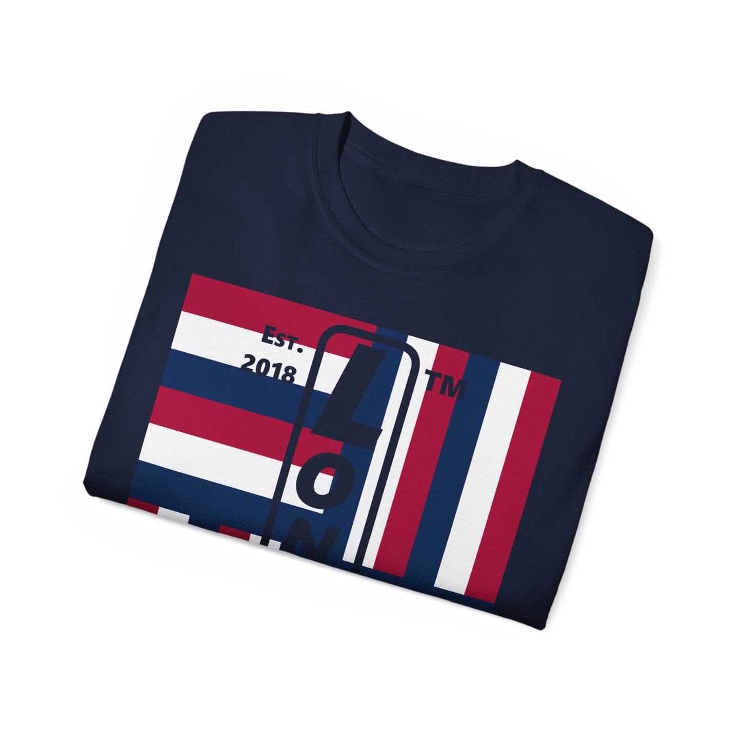 LongD cotton tee negative windmill 4-print Hyde Park upright logo (Patriotic colors)
