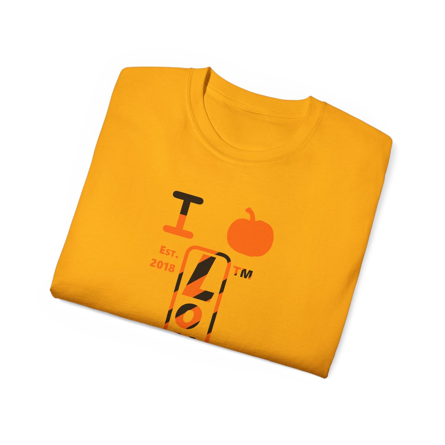 I pumpkin LongD Chicago positive upright pixel-weighted 12-striped front-back logo cotton tee