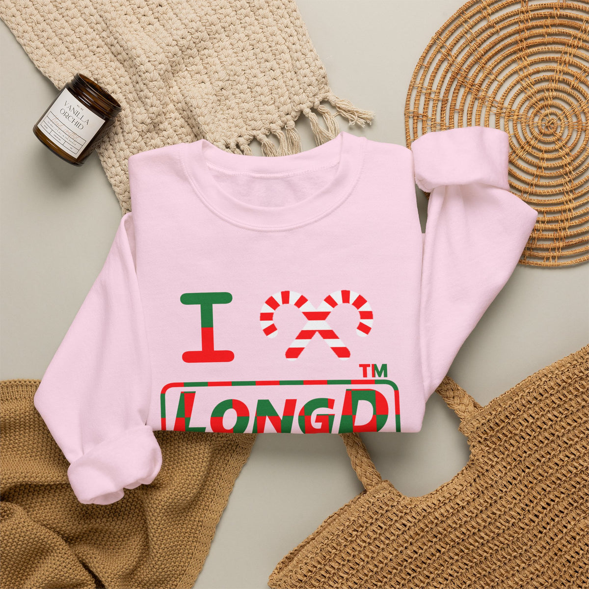 I candy cane LongD Chicago positive checkered logo crewneck sweatshirt