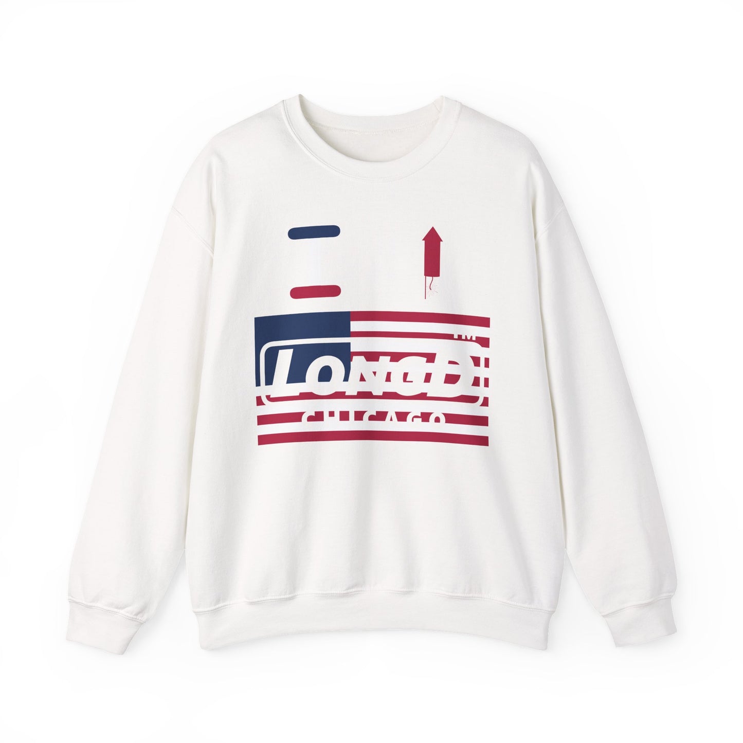 I firecracker LongD negative flag Chicago logo crewneck sweatshirt