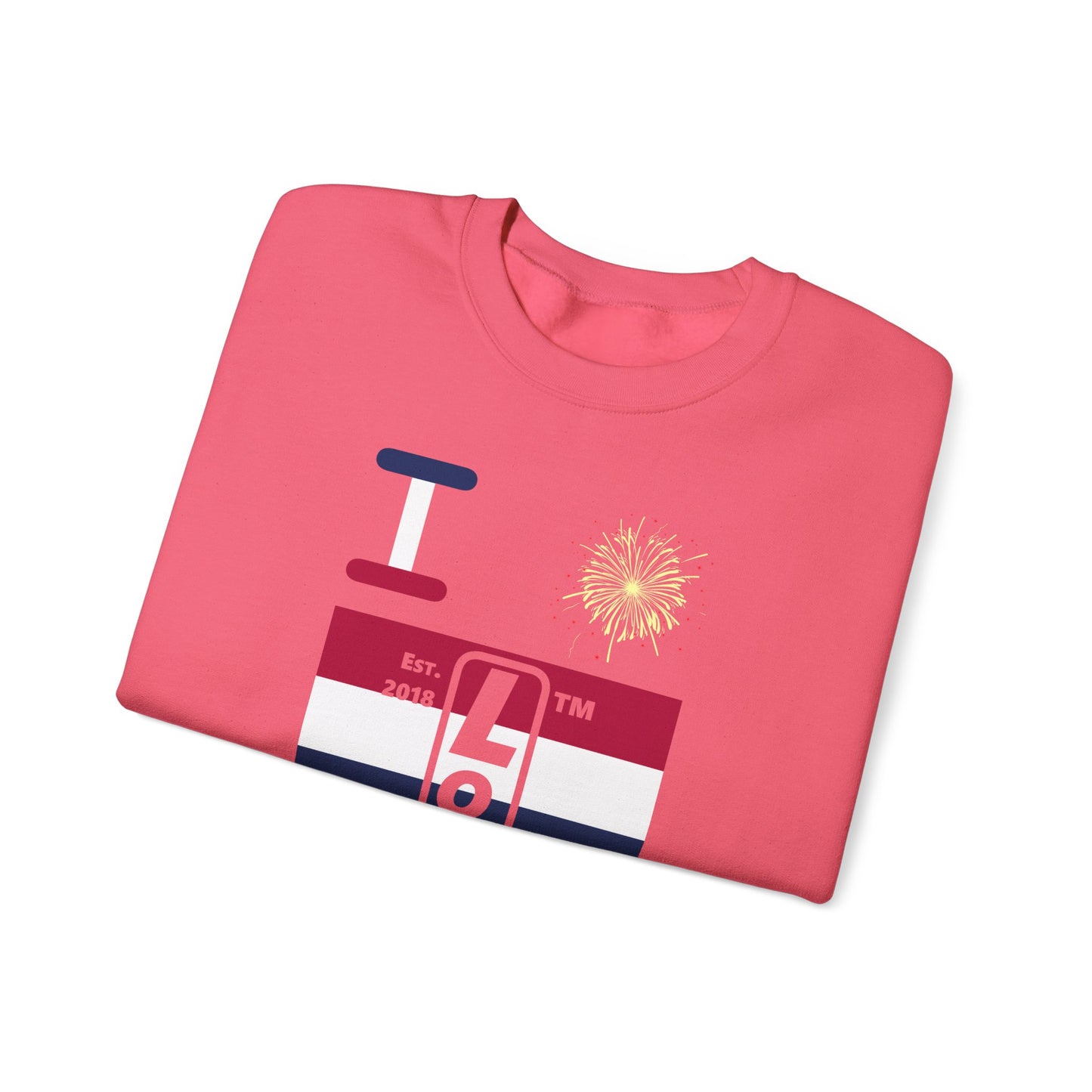 I Burst LongD negative horizontal 6-striped tag upright logo crewneck sweatshirt