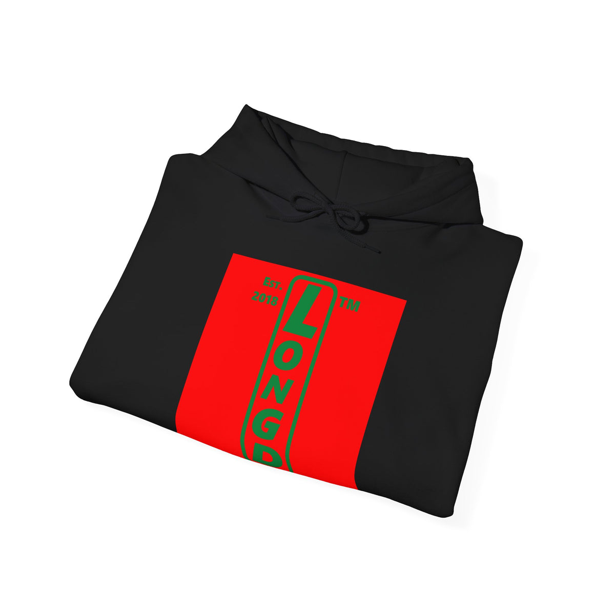 LongD Chicago upright logo positive green on negative red (Xmas colors) hoodie